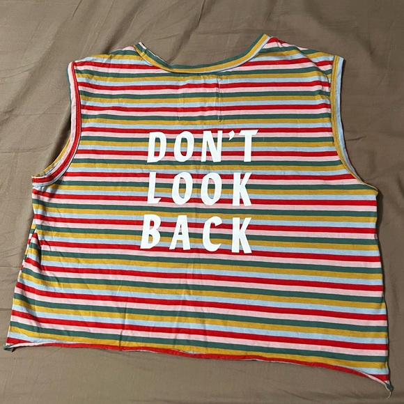 Ban.do “DON’T LOOK BACK” striped cropped tank top - Picture 2 of 5